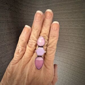 Rose quartz and Kunzite ring